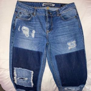 ASOS Tall Girlfriend Patchwork Jeans